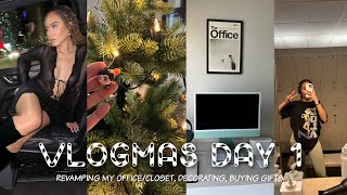 VLOGMAS DAY 1| REVAMPING MY OFFICE CLOSET, DECORATING, BUYING GIFTS