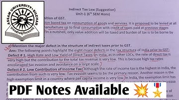Assam University Silchar | Indirect Tax Law Notes | Bcom Hons 6 sem  | Defects of Indirect Tax Law