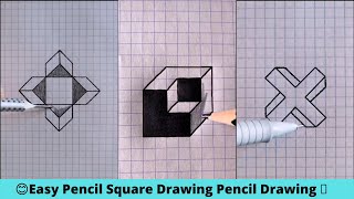 Easy Pencil Square Drawing Pencil Drawing Easy steps 3D Trick Art #Shorts
