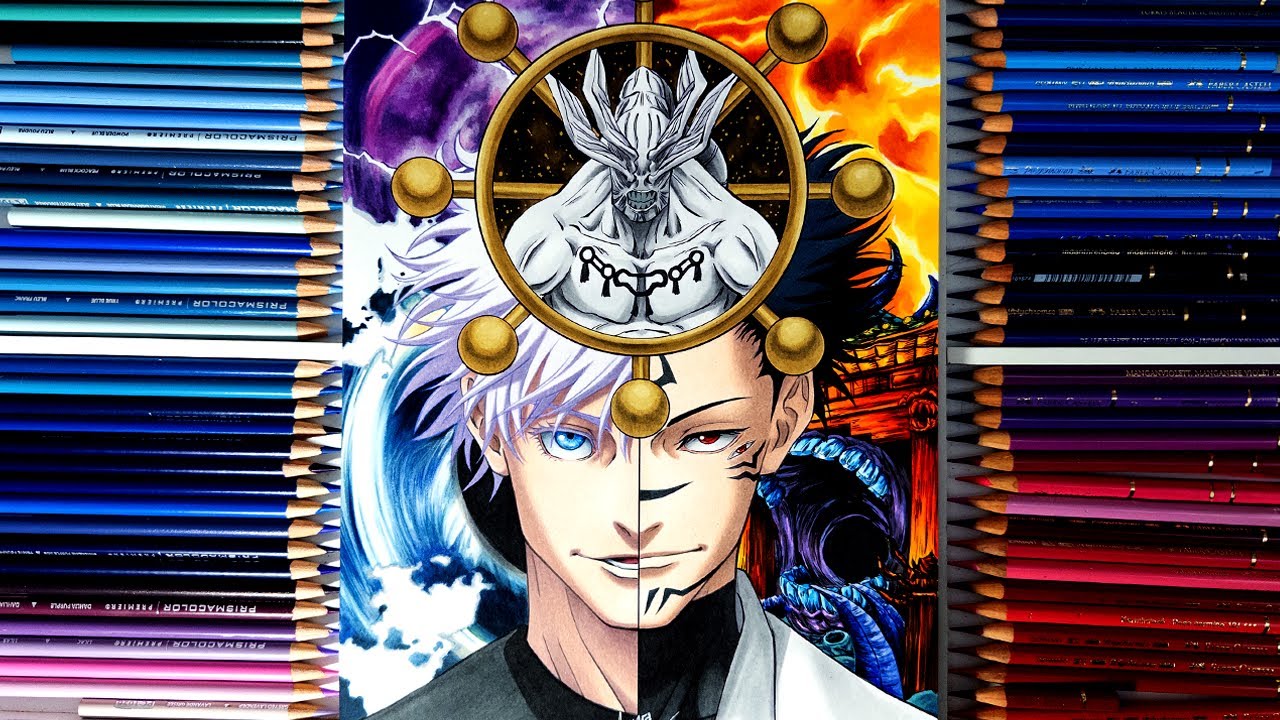 Desenhando GOJO | MAHORAGA | SUKUNA luta - Jujutsu Kaisen