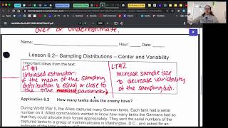 Prob & Stat 6.2 Notes Sampling Distributions Center and Variability
