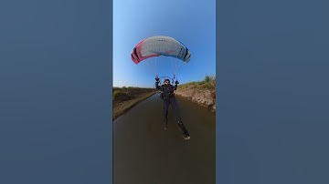 Sketchy paramotor foot drag between rocks in ravine #paramotor  #footdrag #sketchy #flying