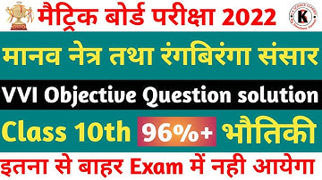 मैट्रिक बोर्ड परीक्षा 2022, VVI Objective Question solution मानव नेत्र तथा रंगबिरंगा संसार,  Physics