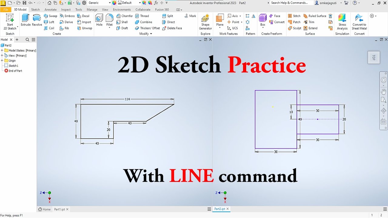 2D Basic Sketches Practice with Line command - YouTube