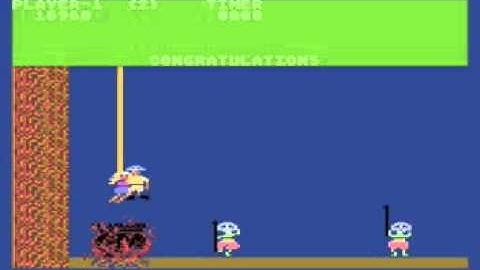 Atari 8-bit/5200 Jungle Hunt - beating cannibal camp screen