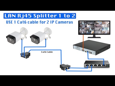 1 LAN Cable Convert & Connect to 2 IP Cameras using Rj45 Splitter ...