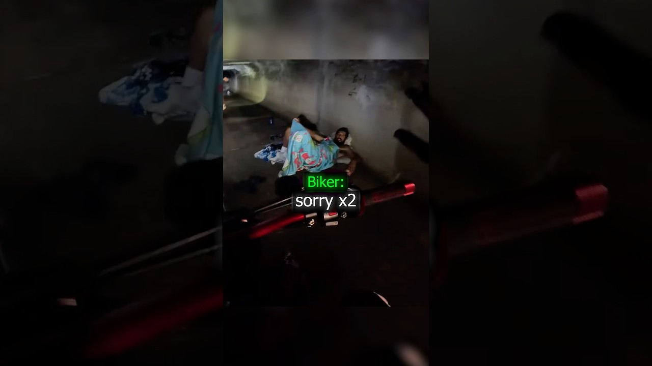 Biker Wakes up From Sleep !😱