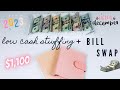 1100 cash envelope stuffing  cash condensing  dec budget closeout  counting savings challenge