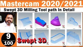 Mastercam 2021 programming hindi tutorials for beginners | Mastercam Swept 3D finishing tool path