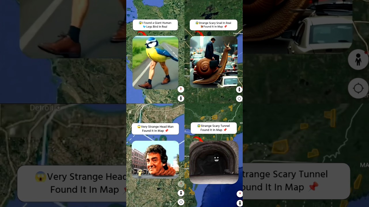 I Found Leg Bird Vs Snail Vs Head Man Vs Tunnel Monster Google map and Google Earth
