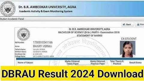 DBRAU Result 2024 || DBRAU Result Kaise Download Kare || Agra University Result