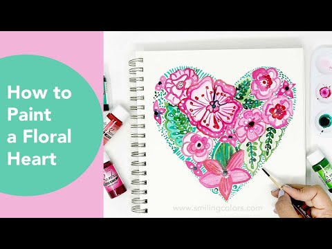 Heart Flower Painting Tutorial using Bombay inks