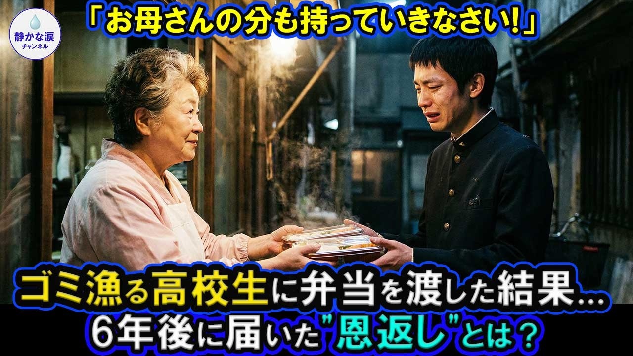 深夜、ゴミを漁る高校生を見つけた弁当屋の店主。「お母さんの分も持っていきなさい」その一言が、6年後、奇跡を起こした