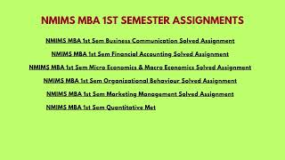 SVKM Narsee Monjee MBA 2nd Sem Solved Assignments