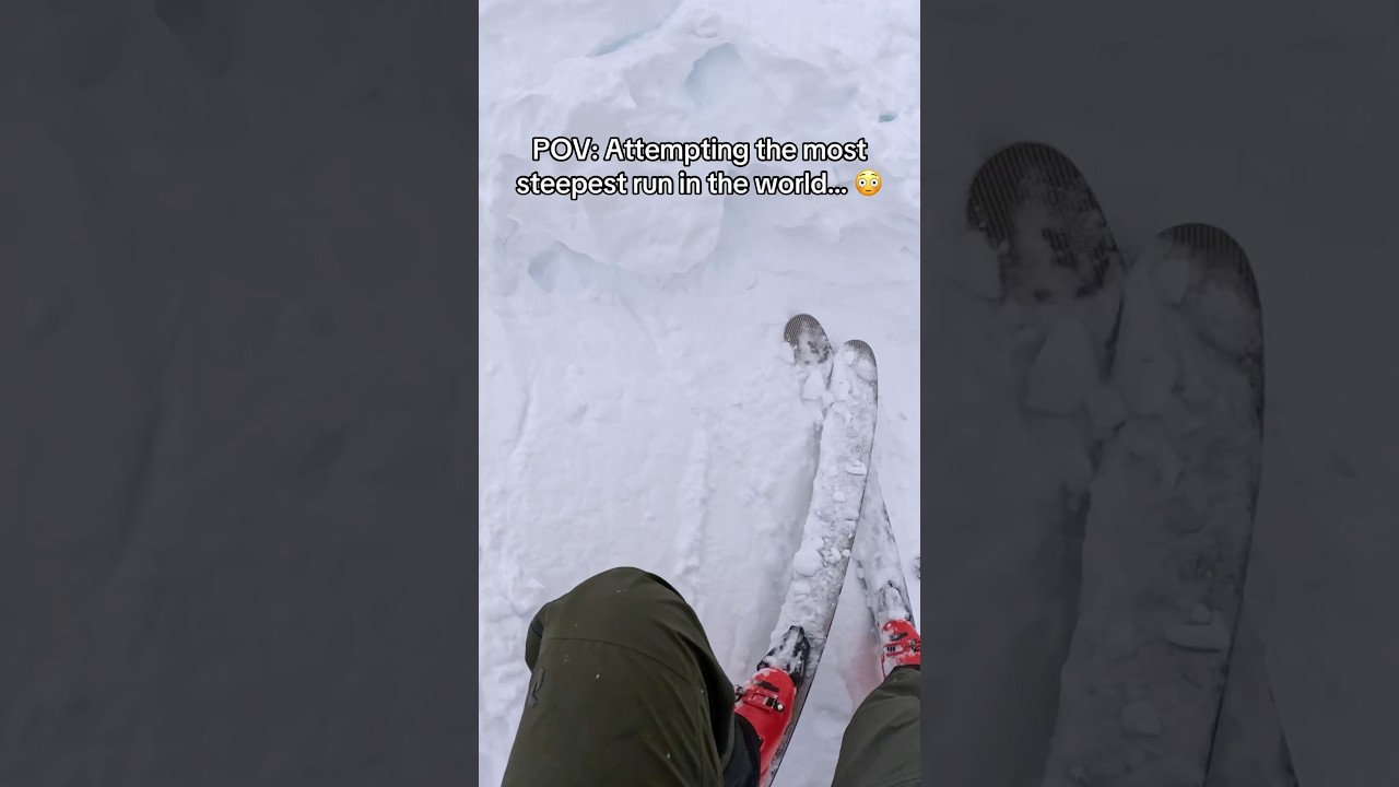 😳⚠️For how much money would you ski down here? #skiing #ski #snow #winter #dangerous #steep #fails