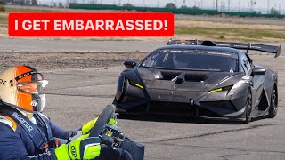 COCKY LAMBORGHINI OWNER GETS INSTANT KARMA AT THE RACETRACK!