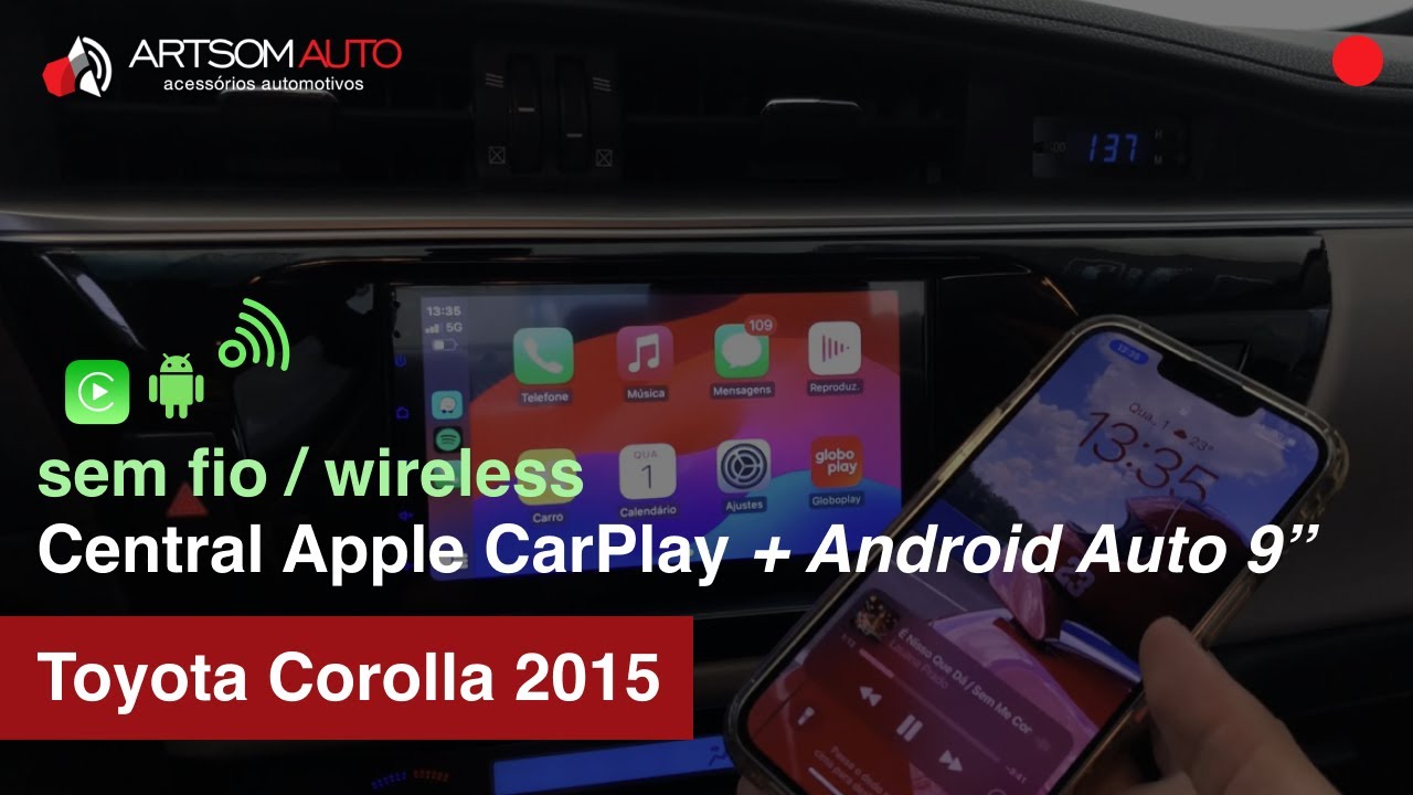 Toyota Corolla 2015 - Apple CarPlay e Android Auto sem fio em Central de 7" 🔊 Mantendo orignalidade