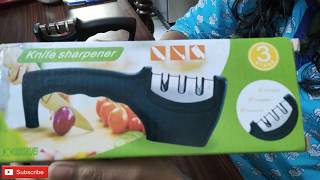 Knife sharpener review|| xiangruei knife sharpener|| 3 stage knife sharpener|| kannada review