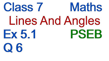 Q6 | Ex 5.1 | Class 7 | Chapter 5 | Lines And Angles | PSEB | Maths