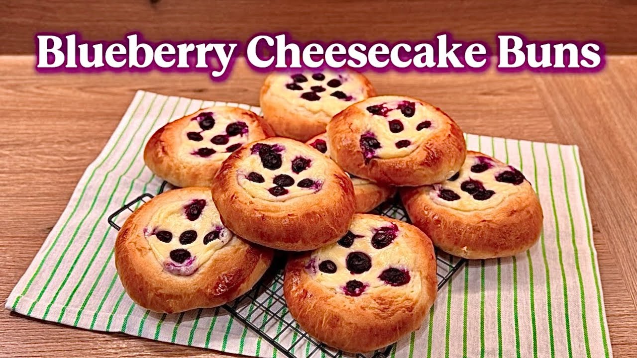 Soft Blueberry Cheesecake Buns | Fluffy Homemade Sweet Buns