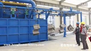 China Continuous Automatic Overhead Conveyor hanger hook shot blasting machine
