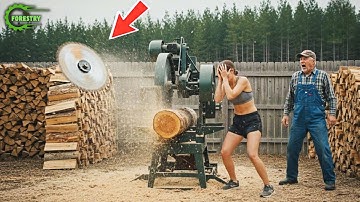 Snelste grootste brandhoutverwerkingsmachine | Gevaarlijke grote kettingzaag voor het zagen van b...