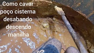 Assustador que estrondo das manilhas descendo no poço cisterna 