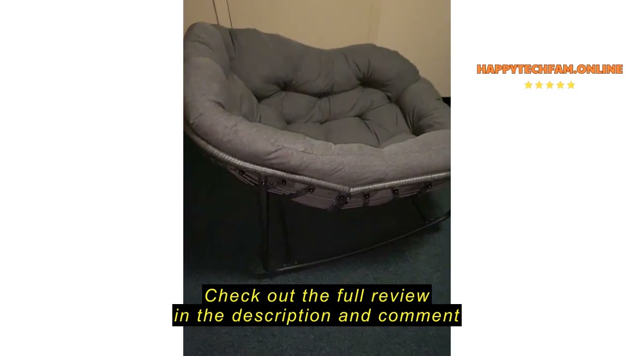 Review ZJEYEJZ Indoor & Outdoor Rocking Chair, Oversized Rattan Royal Rocking Chair with Padded Cush