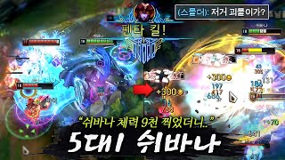 5:1 무쌍 펜타킬ㅋㅋㅋㅋ 쉬바나로 체력 9천 찍으면 생기는일