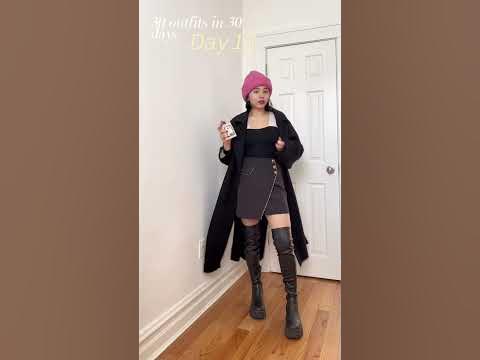 Petite fashion with long black boot style #grwm #outfitideas # ...