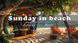 Seaside Coffee Shop Ambience with Happy Bossa Nova Jazz Music & Calming Ocean Waves for Good Moods