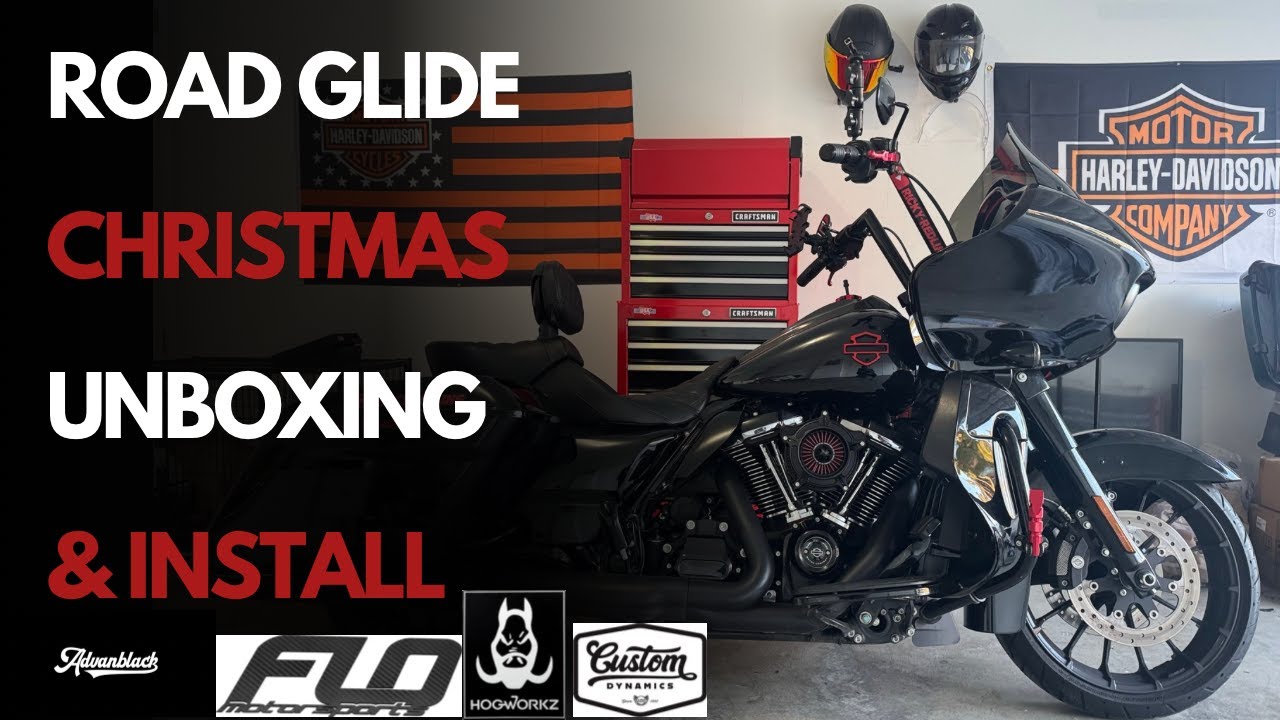 Road Glide Christmas Unboxing & Install @Advanblack @flomotorsports5072 @HogWorkz @customdynamics 