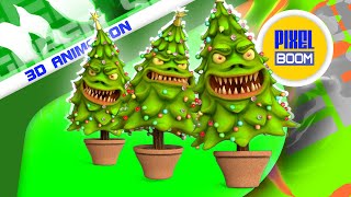 Monster Christmas Tree Blue Screen 3D Animation PixelBoom