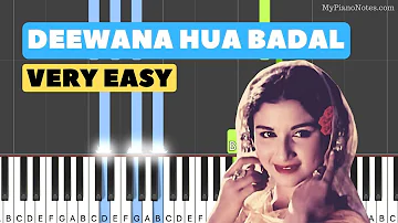 Deewana Hua Badal - Piano Tutorial of Old Hindi Song | Easy to Play