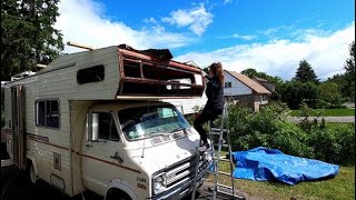 REBUILDING SHELL/WINDOW INSTALL/RAIN/HAMMERFACE   (Vintage RV - Update #5)