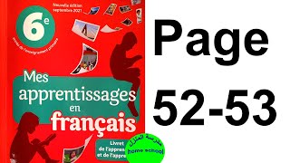 Mes Apprentissages En Français 6 Page 52 53 Orthographe Laccord Du Verbe Avec Le Sujet