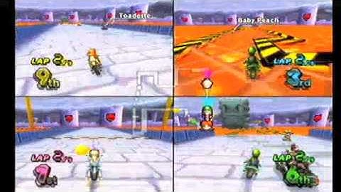 Mario Kart Wii 4 Player Race #12- GBA Bowser