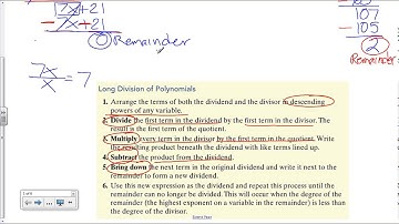 2.4 Dividing Polynomials; Remainder and Factor Theorems PART I