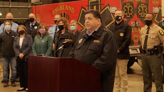 Edwardsville, Governor Pritzker Hold Press Conference Regarding Tornado Impact