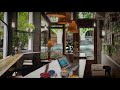 Coffee shop ambience cozy rainy day asmr study  relax keyboard typing  light rain  people