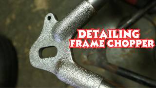 Antique silver powder coating chopper frame detailing view