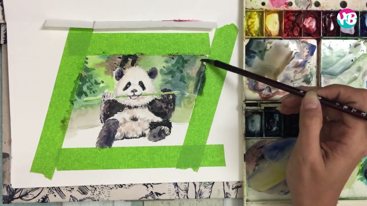 Watercolor Tutorial Panda 水彩黑白熊猫- YouTube