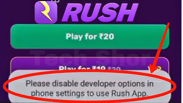 Rush app Fix Developer Option Problem Solve | Rush app Developer Problem