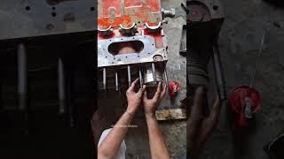 Piston ring install #piston #sleeve #polish #boring #liner #cummins