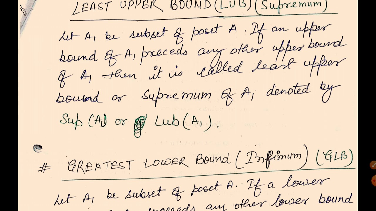 Least Upper Bound supremum Greatest Lower Bound infimum Civil