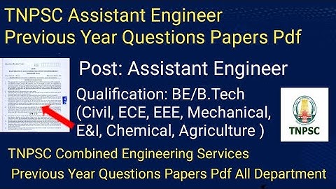 TNPSC Combined Engineering Services l Assistant Engineer Exam previous Year question papers Pdf
