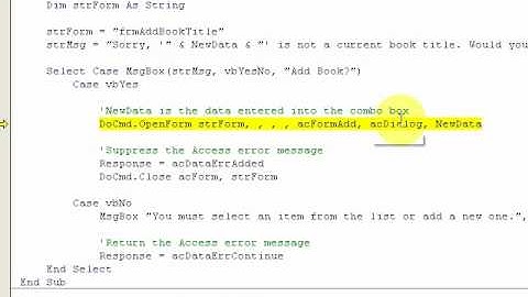 MS Access VBA Control Events - PT3