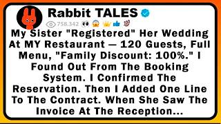 My Sister Registered Her Wedding At MY Restaurant — 120 Guests, Full Menu, Family Discount: 100%. News