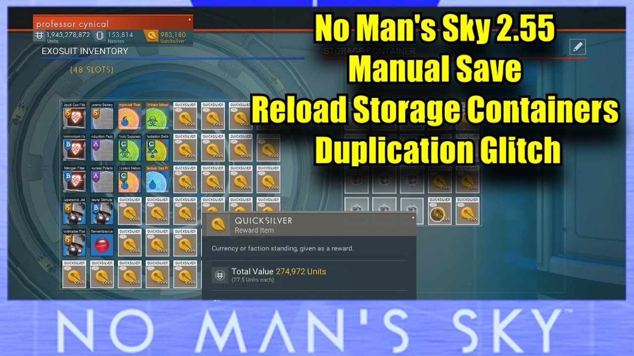 Man's Sky 2.55 Manual Save Containers Duplication - YouTube