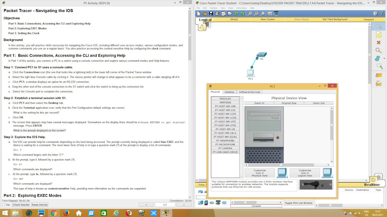 activity from cisco networking academy lab packet tracer activity 2.1.4.8